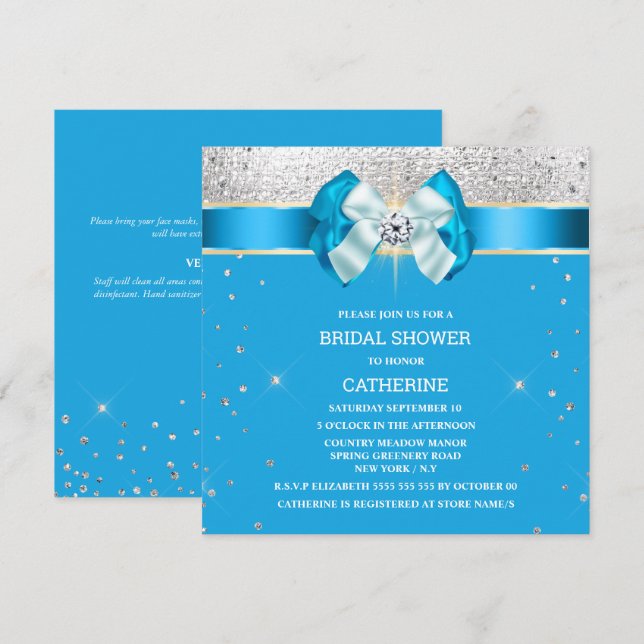 Invitation Bleu argenté brimmer arc scintillant parties scint (Devant / Derrière)