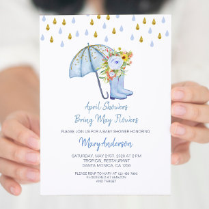 Invitation Bleu Avril Douches Apportent le Baby shower de Fle