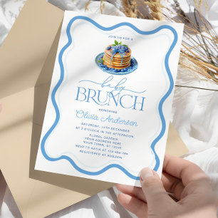 Invitation Bleu Baby shower de crêpes Brunch pour bébé