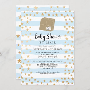 Invitation Bleu Bande + Gold Star Boy Baby shower par la post