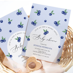 Invitation Bleu Berry baby shower doux
