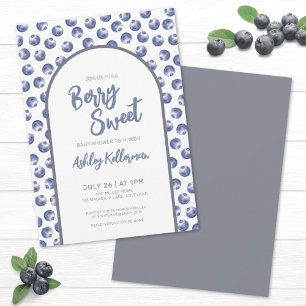 Invitation Bleu Berry Baby shower doux