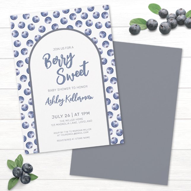 Invitation Bleu Berry Baby shower doux (Berry Sweet Baby Shower Invitation)