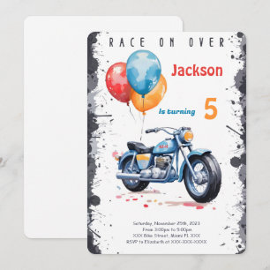 Invitation Bleu Bike Anniversaire