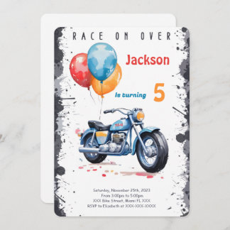 Invitation Bleu Bike Anniversaire