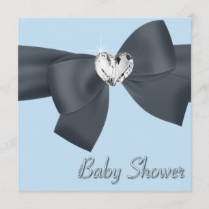 Invitation Bleu Black Bow Elegant Baby Boy Show