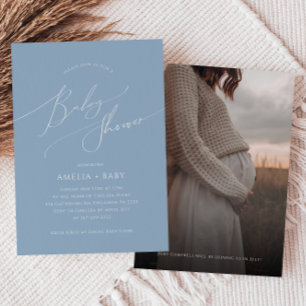 Invitation Bleu blanc   Baby shower photo