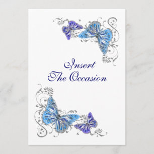 Invitation Bleu blanc baptême fiançailles mariage