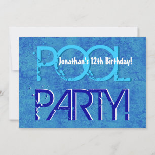 Invitation Bleu blanc bleu V01 pour le 12e anniversaire de la