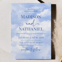 Bleu Blanc Étincelle Nuages Rêveur Élégant Mariage