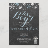 Bleu blanc flocon de neige chalkboard garçon baby