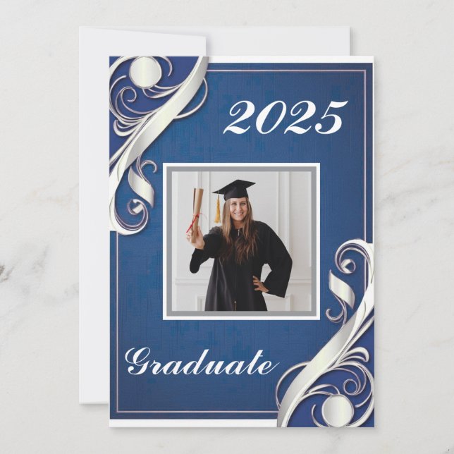 Invitation Bleu Blanc Graduation 2025 (Devant)
