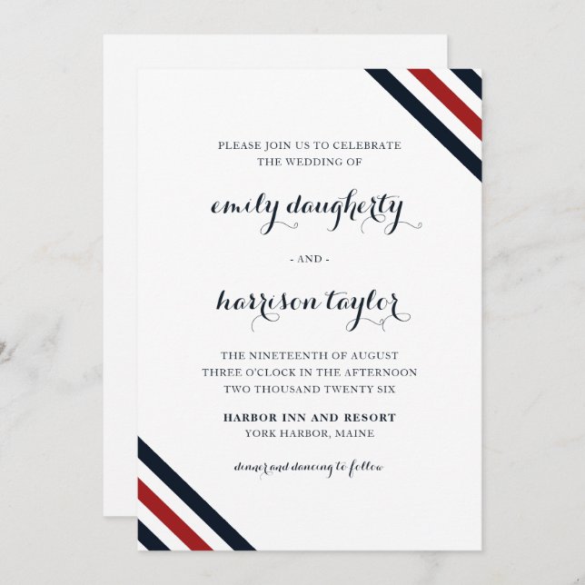 Invitation Bleu blanc rouge Mariage (Devant / Derrière)