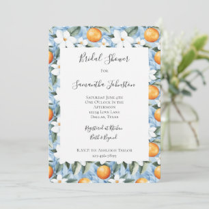 Invitation Bleu Blanc Sicilien Été Fête des mariées Florale
