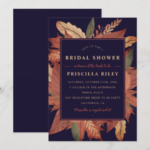 Invitation Bleu bleu bleu bleu automne brun douche à nuptiale