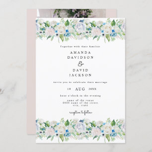 Invitation Bleu bleu doux Mariage floral romantique