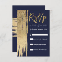 Bleu bleu marine moderne Brochures simples RSVP