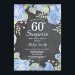 Invitation Bleu botanique Floral Surprise 60e anniversaire<br><div class="desc">Botanique Bleu Floral Surprise 60e Anniversaire Invitation. Floral Rose Peonies Invitation d'anniversaire pour les femmes. Fleur florale aquarelle. Elégant Rose et Fleurs de pivoines. Anniversaire adulte. Arrière - plan de tableau de bord. Noir et blanc. 13ème 15ème 16ème 18ème 20ème 21ème 30ème 40ème 50ème 60ème 70ème 80ème 90ème 100ème, tout...</div>