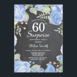 Invitation Bleu botanique Floral Surprise 60e anniversaire<br><div class="desc">Botanique Bleu Floral Surprise 60e Anniversaire Invitation. Floral Rose Peonies Invitation d'anniversaire pour les femmes. Fleur florale aquarelle. Elégant Rose et Fleurs de pivoines. Anniversaire adulte. Arrière - plan de tableau de bord. Noir et blanc. 13ème 15ème 16ème 18ème 20ème 21ème 30ème 40ème 50ème 60ème 70ème 80ème 90ème 100ème, tout...</div>