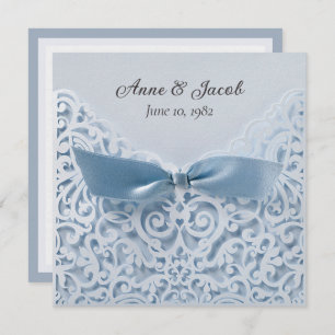 Invitation Bleu Bow sur dentelle Mariage Vow Renouvellement