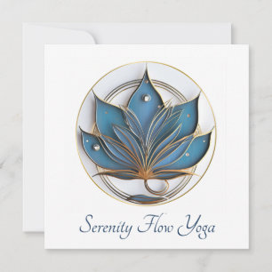 Invitation Bleu Brown Abstrait Lotus Flower Elégant et élégan