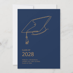 Invitation Bleu Cap de Graduation Minimaliste Parti de Gradua