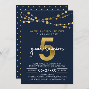 Invitation Bleu Chaînes de lumières 5 Année Classe Réunion