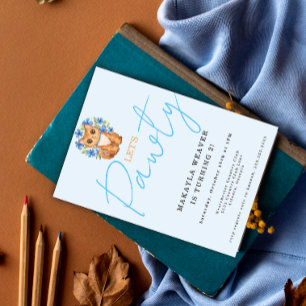 Invitation Bleu chat pawty Êtes-vous en train de me chatter A