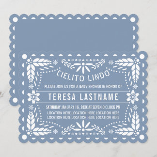Invitation Bleu cielito lindo papaye picado bébé douche