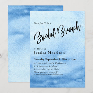 Invitation Bleu clair Aquarelle Ombre Bridal Brunch