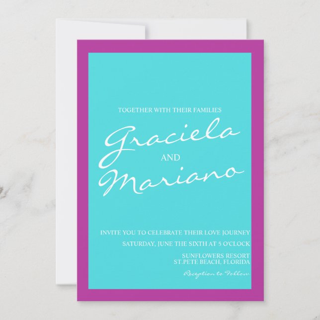 Invitation Bleu clair bleu gras Mariage (Devant)