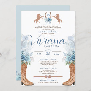 Invitation Bleu clair Charra Quinceanera