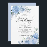 Invitation Bleu clair Dusty Floral Botanique Élégant Mariage<br><div class="desc">Cet élégant faire-part de mariage d'aquarelle florale est orné de fleurs d'aquarelle peintes à la main dans des tons bleu poussiéreux avec verdure et script de calligraphie moderne avec arrière - plan bleu clair. Belle faire-part de mariage romantique pastel clair et poussiéreuse à fleurs bleues. Vous pouvez personnaliser le libellé,...</div>