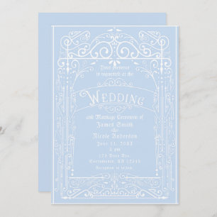 Invitation Bleu clair et blanc Vintage Victorian Déco Mariage