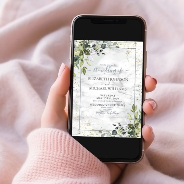 Invitation Bleu clair Eucalyptus Vert Succulent (Créateur téléchargé)