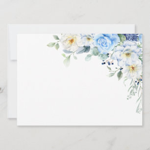 Invitation Bleu clair, Marine, Aquarelle blanche d'hiver Flor