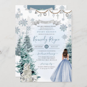 Invitation Bleu clair moelleux hiver doux 16 Anniversaire