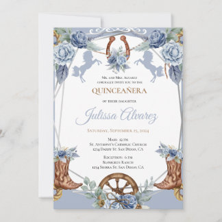 Invitation Bleu clair Occidental Charra Quinceanera Invitatio