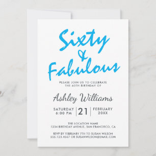 Invitation Bleu clair Quarty Fabrique   60e fête d'anniversai