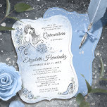 Invitation Bleu clair Silver Princesse Quinceanera Anniversai<br><div class="desc">Êtes-vous à la recherche d'idées de fête élégantes avec un thème bleu clair et argent élégant pour une quinceañera, 16 / 15 doux, mariage, ou toute autre célébration enchanteresse? Donnez vie à votre conte de fées en personnalisant vos propres invitations de princesse uniques à l'aide d'un modèle do-it-yourself personnalisable créé...</div>