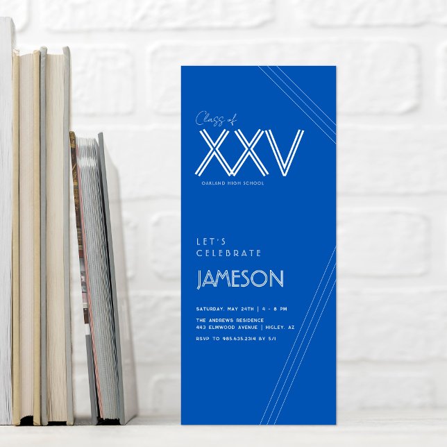 Invitation Bleu | Classe moderne de XXV Graduation Party (Créateur téléchargé)