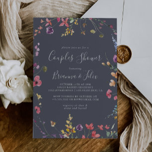 Invitation Bleu classique Couples Floral Couples Douche