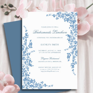 Invitation Bleu Classique Vintage Floral Bridesmaitres Déjeun