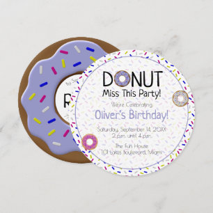 Invitation Bleu Coloré Donut Mlle Cette Fête Saupoudrer rond