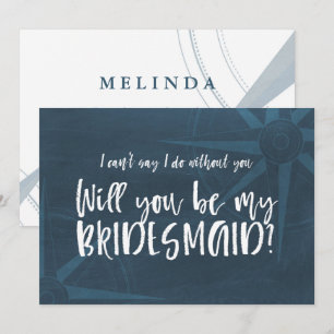 Invitation Bleu Compass Nautique Serez-vous ma demoiselle d'h