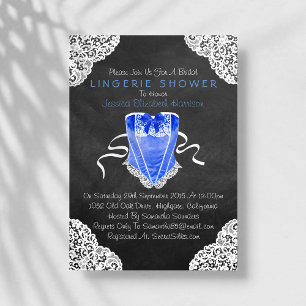 Invitation Bleu Corset Blanche dentelle Chalboard Lingerie Do