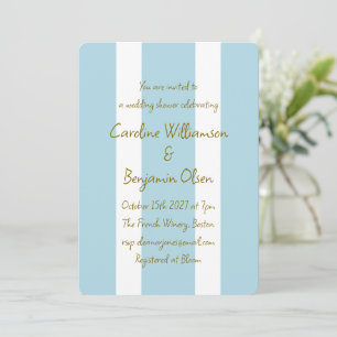 Invitation Bleu côtier Bleu Wedding shower manuscrit