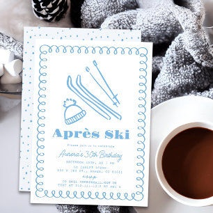 Invitation Bleu Creusé À La Main Après Ski Hiver Adulte Anniv