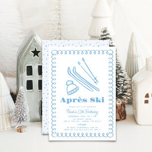 Invitation Bleu Creusé À La Main Après Ski Hivernal Anniversa