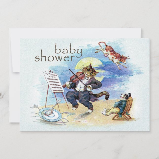 Invitation Bleu de Baby shower de chats et de foulards (Devant)